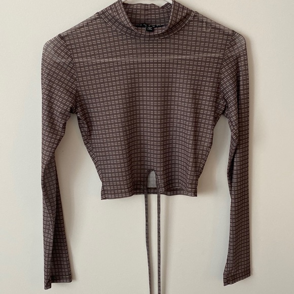 MOTEL ROCKS SAHILA CROP TOP IN MINI CHECK CHOCOLATE - Picture 3 of 3